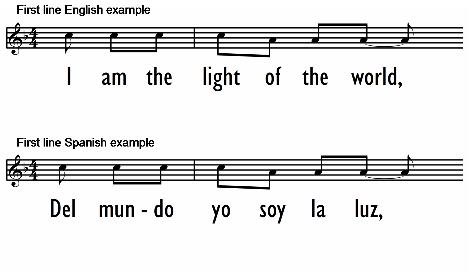 I AM THE LIGHT OF THE WORLD / DEL MUNDO YO SOY LA LUZ - Lead Line (English, Spanish, Eng and Sp on same line)-ppt