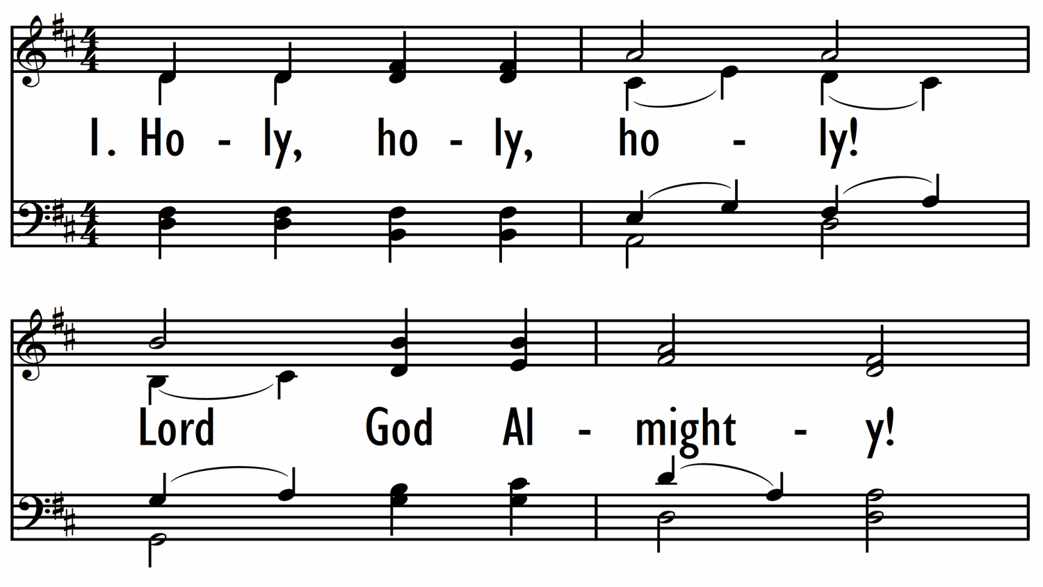 HOLY, HOLY, HOLY! LORD GOD ALMIGHTY - with last st. setting and opt. choral ending-ppt
