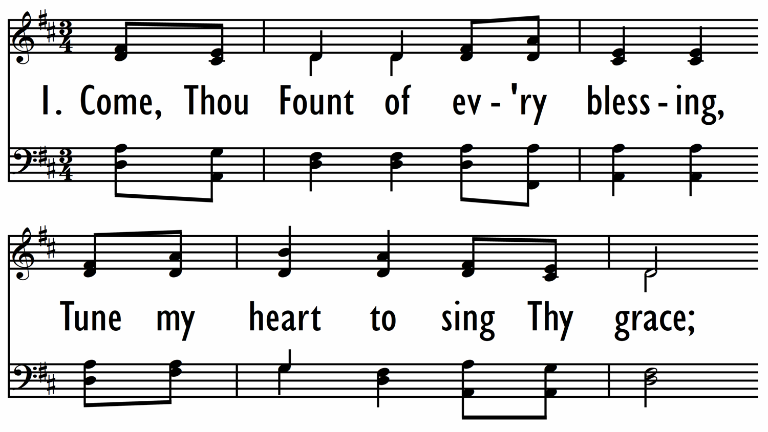 COME, THOU FOUNT OF EVERY BLESSING - with last st. setting and opt choral ending-ppt
