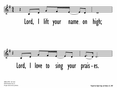 Lord i lift your name on high lyrics